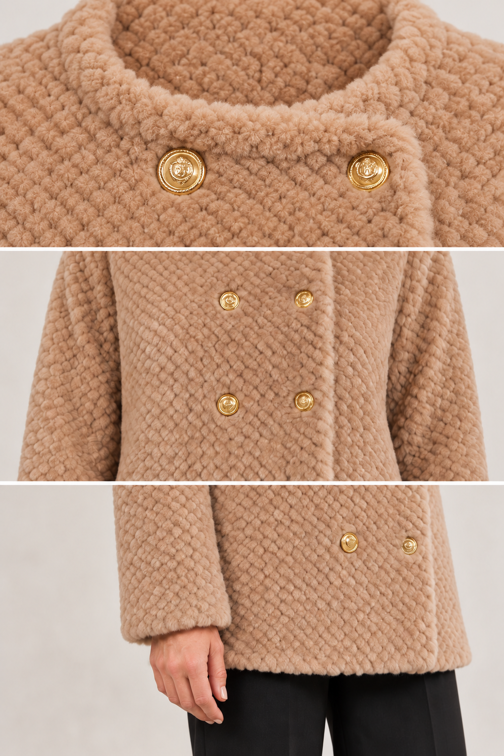 Tessa | Chaqueta efecto borreguito — detalles de la prenda