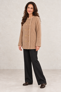 Tessa | Chaqueta efecto borreguito — vista tres cuartos