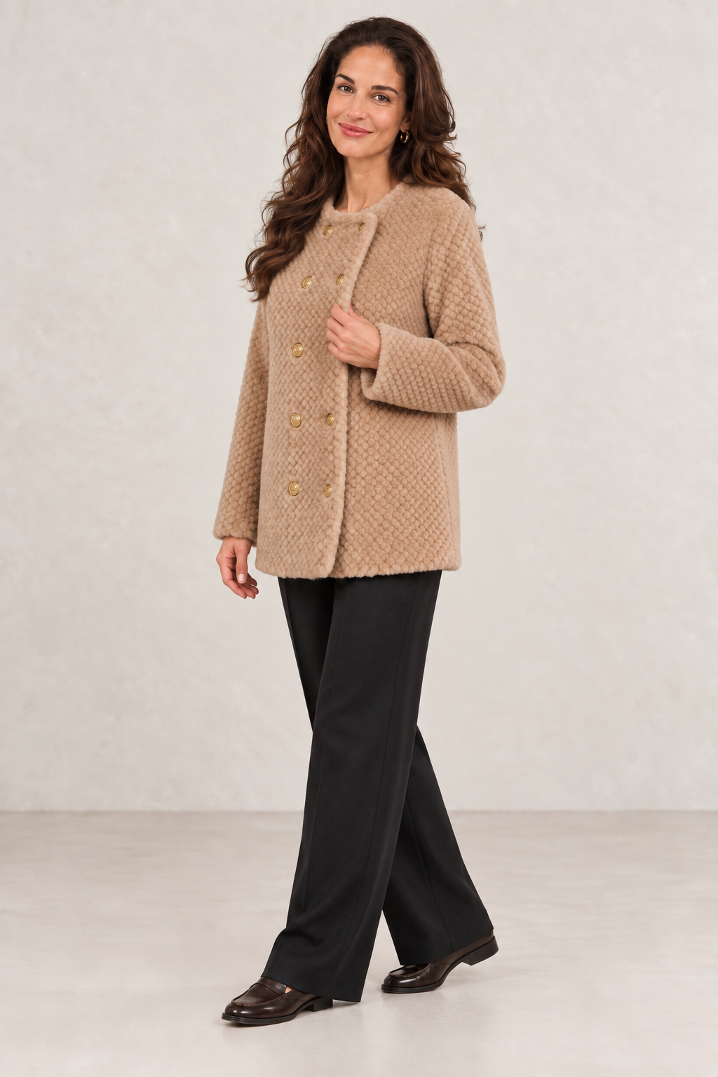 Tessa | Chaqueta efecto borreguito — vista lateral